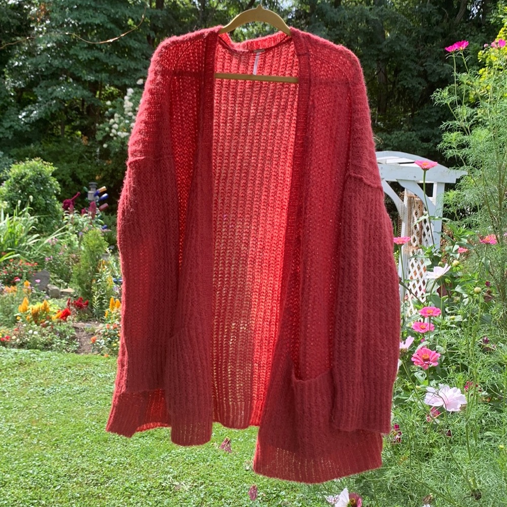 Free People rose/pinkish alpaca/nylon long sweater